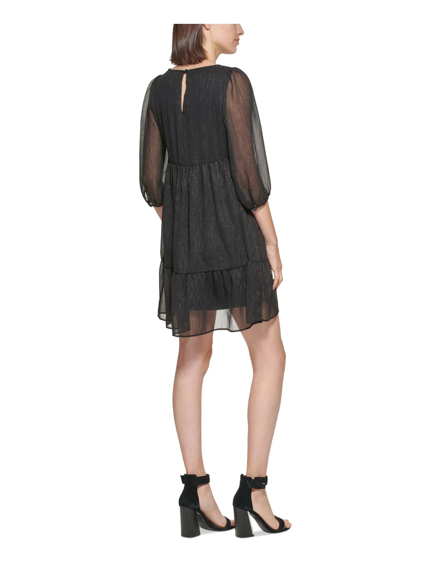 Vestido Calvin Klein Feminino Cintura Império Chiffon Shift Preto Tamanho 14