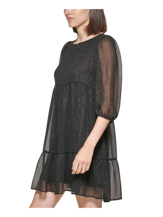 Vestido Calvin Klein Feminino Cintura Império Chiffon Shift Preto Tamanho 14