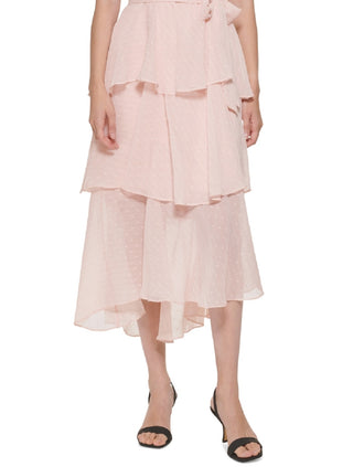 Vestido Calvin Klein Feminino com Babados e Clip Dot Rosa Tamanho 4