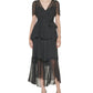 Vestido Calvin Klein Feminino com Babados e Clip Dot, Preto, Tamanho 6
