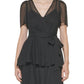 Vestido Calvin Klein Feminino com Babados e Clip Dot, Preto, Tamanho 6
