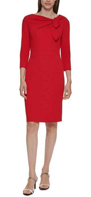 Calvin Klein Women's Bow Neck Dress Red Size 10