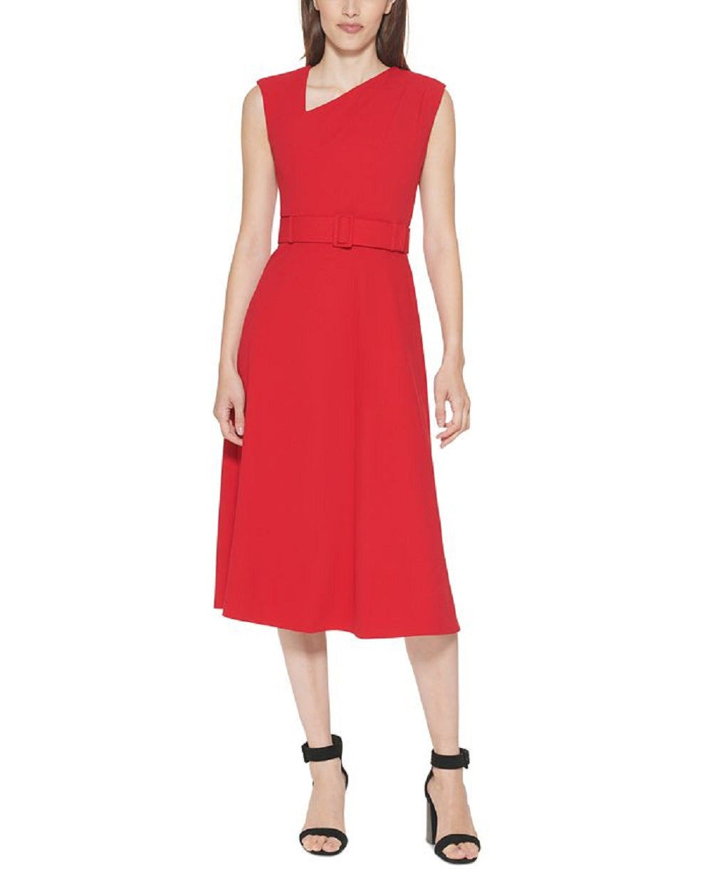 Vestido Calvin Klein Feminino Gola Assimétrica Vermelho Tamanho 8