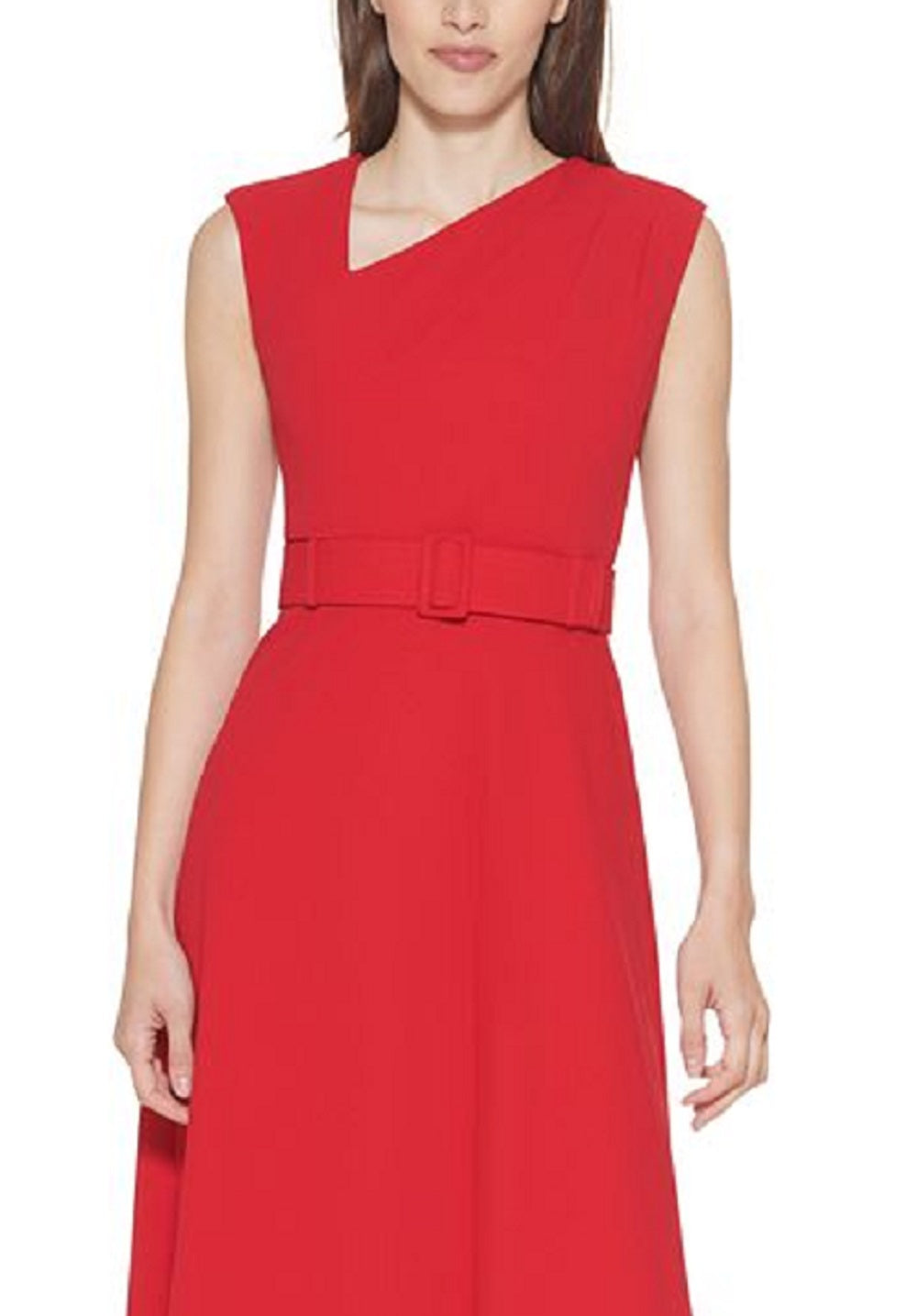 Vestido Calvin Klein Feminino Gola Assimétrica Vermelho Tamanho 8