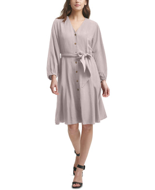 Calvin Klein Women's Button Down Knee Length Shirtdress Purple Size 12