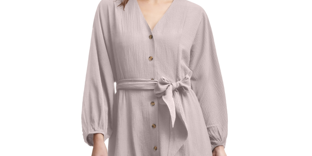 Vestido-camisa Calvin Klein Feminino com Botões e Comprimento até o Joelho Roxo Tamanho 12