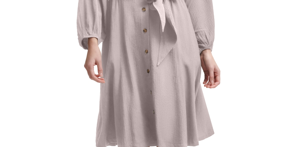 Vestido-camisa Calvin Klein Feminino com Botões e Comprimento até o Joelho Roxo Tamanho 12