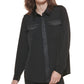 Blusa Calvin Klein Feminina Manga Longa com Botões Frontais Preta Tamanho Grande