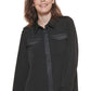 Blusa Calvin Klein Feminina Manga Longa com Botões Frontais Preta Tamanho Grande