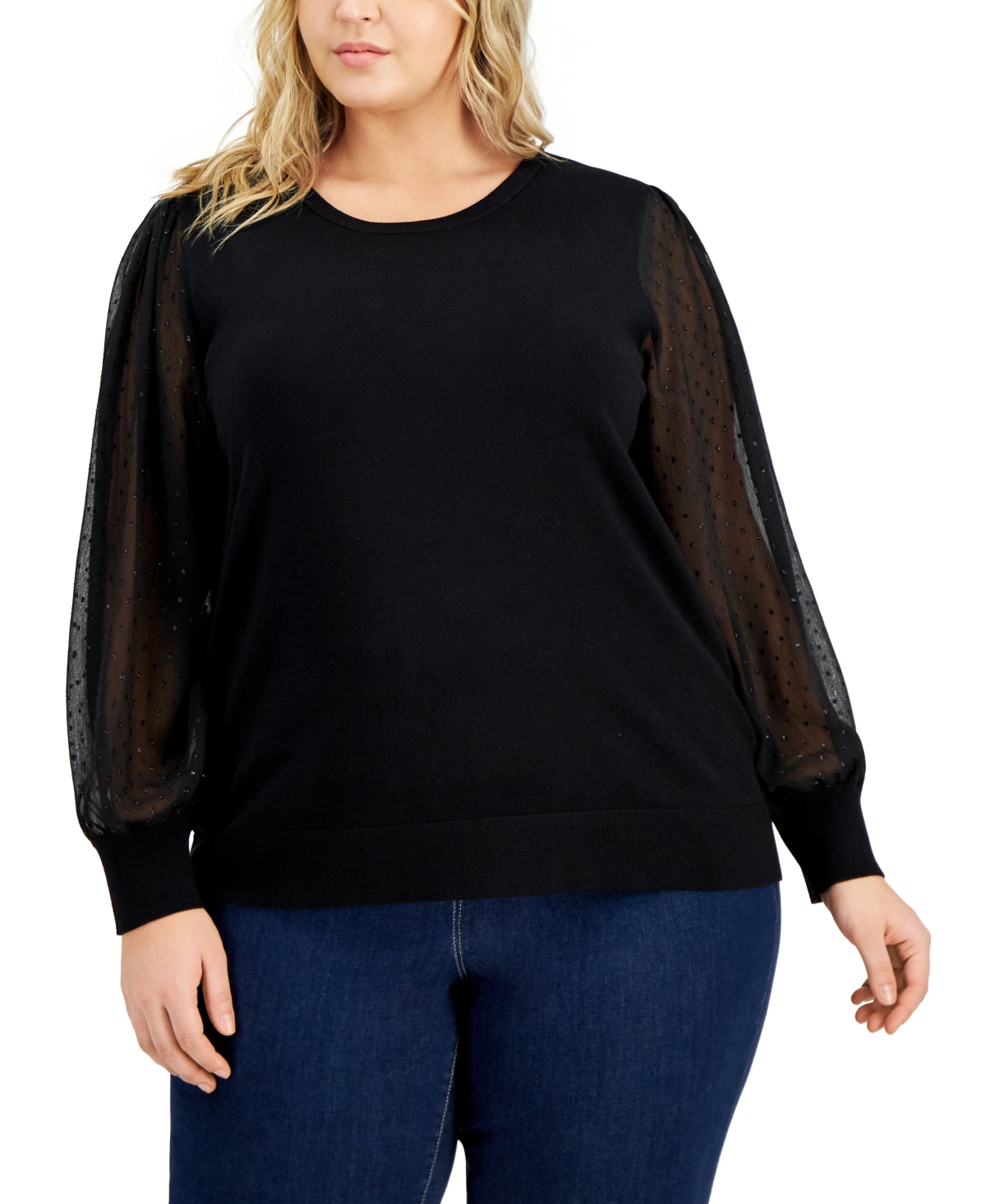 Suéter Calvin Klein Feminino Manga Transparente Preto Tamanho 2X