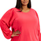 Blusa Calvin Klein Feminina Lisa Manga Franzida Rosa Tamanho 2X