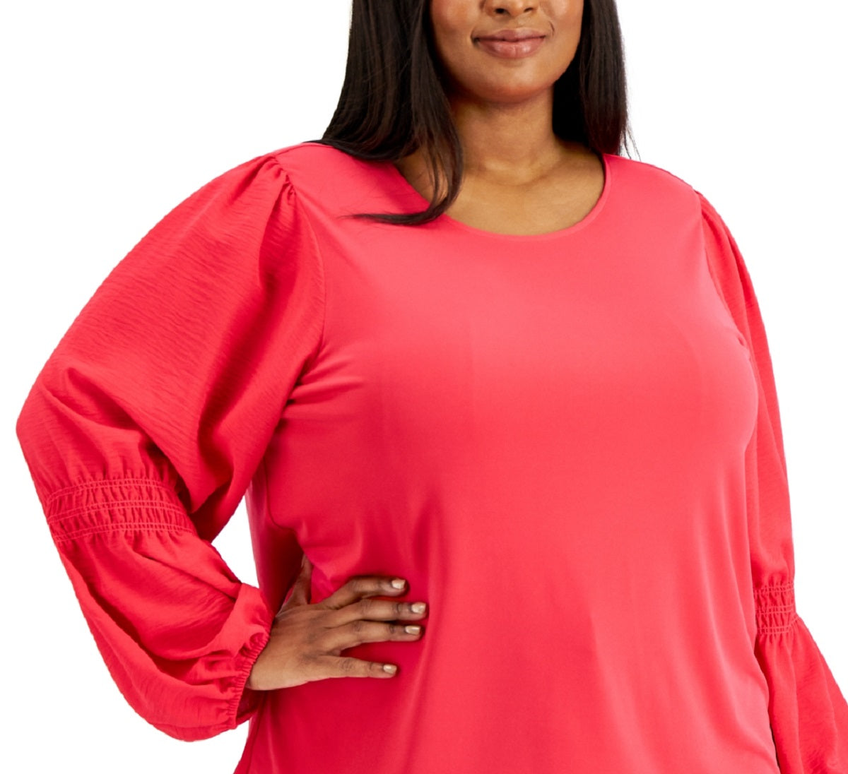 Blusa Calvin Klein Feminina Lisa Manga Franzida Rosa Tamanho 2X