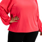 Blusa Calvin Klein Feminina Lisa Manga Franzida Rosa Tamanho 2X