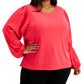 Blusa Calvin Klein Feminina Lisa Manga Franzida Rosa Tamanho 2X