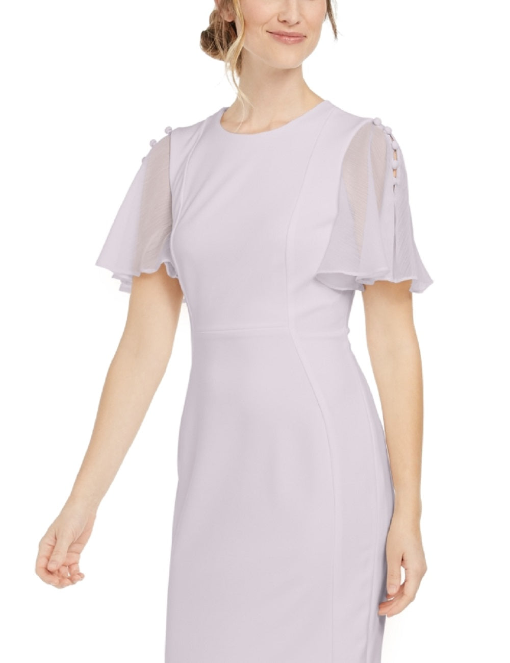 Vestido Calvin Klein Feminino Manga Flutter Bainha Rosa Tamanho 8