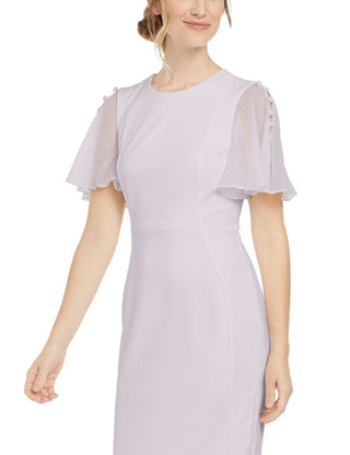 Calvin Klein Women's Flutter Sleeve Sheath Dress Pink Size 8