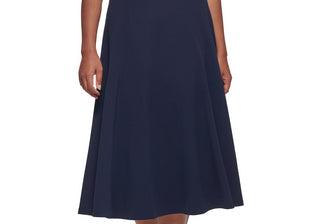 Vestido Calvin Klein Plus Size Feminino com Cinto e Linha A, Cor Indigo, Tamanho 18W