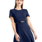 Vestido midi evasê com cinto Calvin Klein feminino, azul, tamanho 12