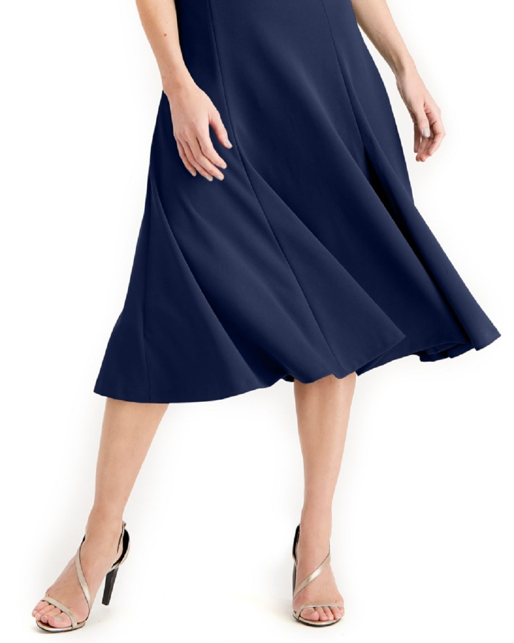 Vestido midi evasê com cinto Calvin Klein feminino, azul, tamanho 4