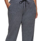 Calça de moletom feminina Calvin Klein com cordão elástico, preta, tamanho 2X