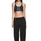 Calça esportiva feminina Calvin Klein canelada, preta, tamanho médio