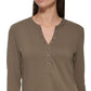 Calvin Klein Feminino Manga 3/4 Botões Frontais Henley Verde Tamanho Médio
