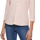 Calvin Klein Feminino Manga 3/4 Botões Frontais Henley Rosa Tamanho Grande