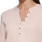 Calvin Klein Feminino Manga 3/4 Botões Frontais Henley Rosa Tamanho Médio