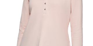 Calvin Klein Feminino Manga 3/4 Botões Frontais Henley Rosa Tamanho Médio