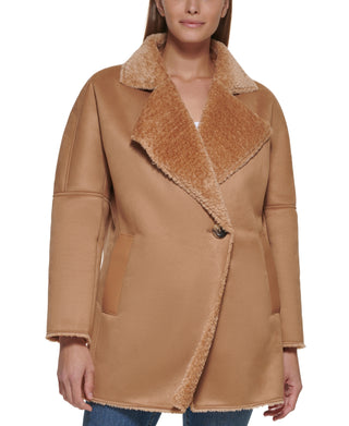 Casaco Calvin Klein Feminino Faux Shearling Marrom Tamanho Médio