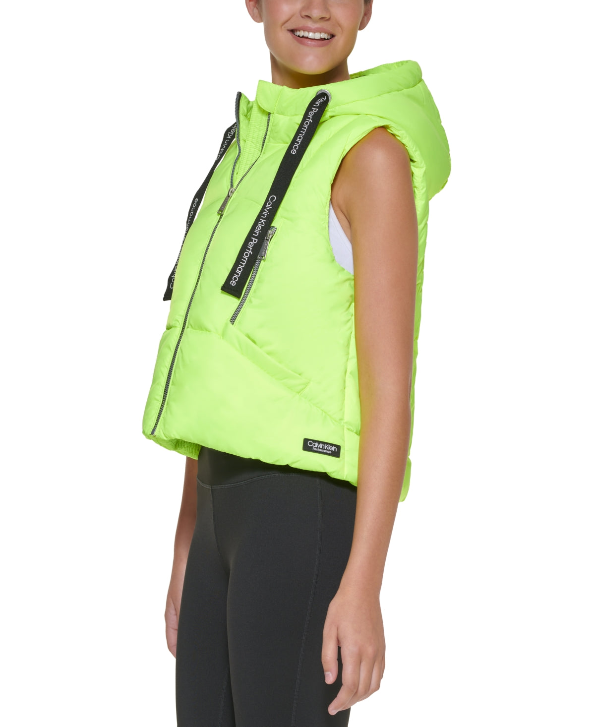 Calvin Klein Colete Puffer Cropped Oversized Feminino Verde Tamanho P