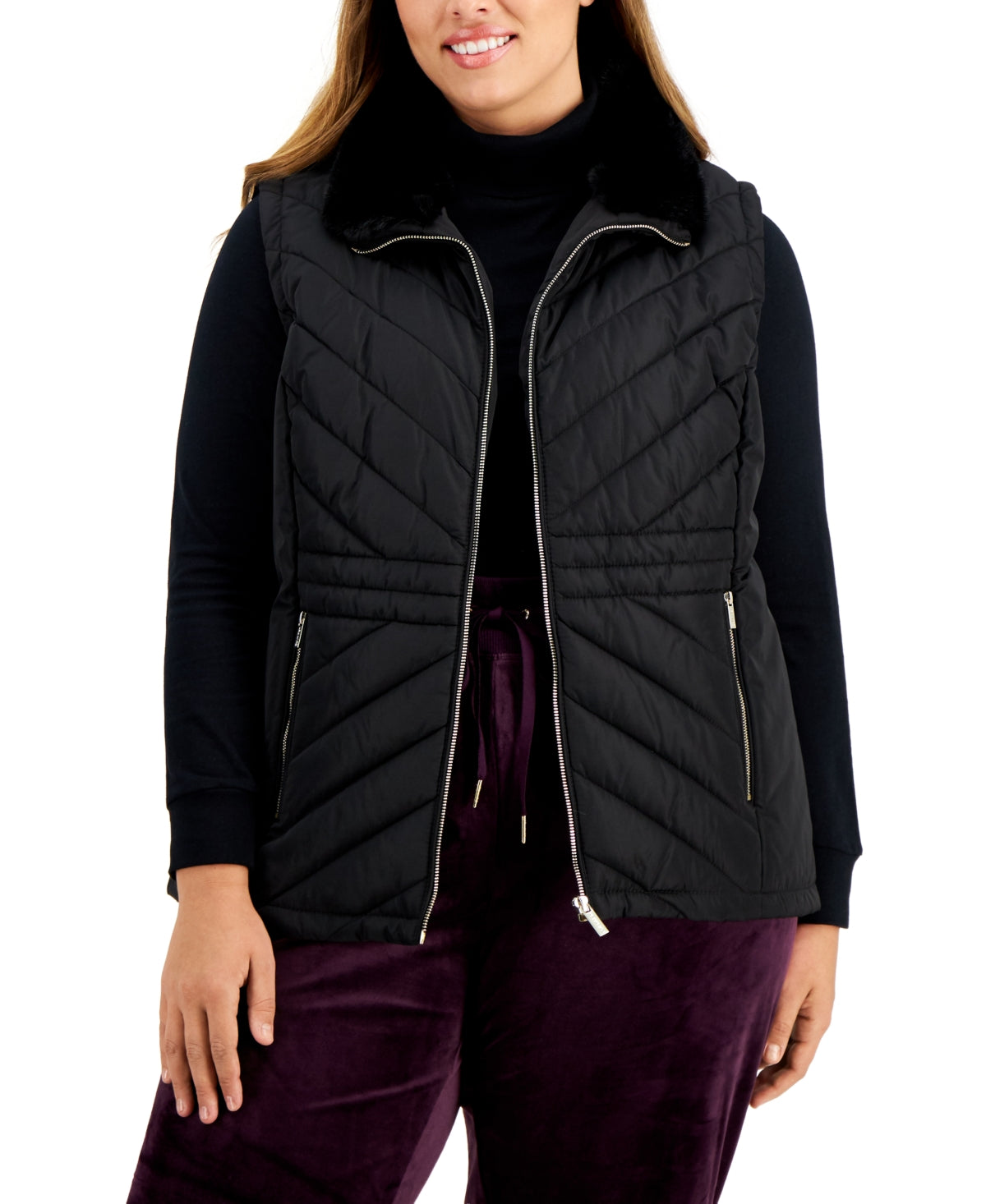 Calvin Klein Colete Curto Casual Feminino Preto Tamanho 1X