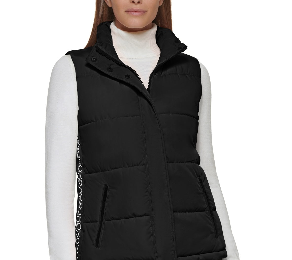 Calvin Klein Colete Puffer Feminino com Logo Lateral Preto Tamanho X-G