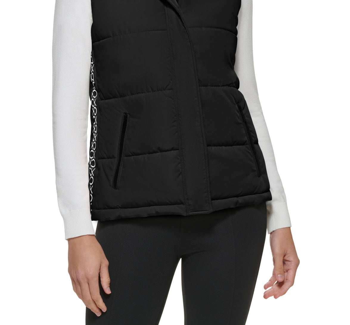 Calvin Klein Colete Puffer Feminino com Logo Lateral Preto Tamanho X-G