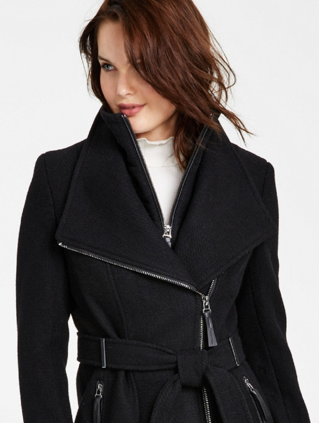 Calvin Klein Casaco feminino com cinto, preto, tamanho GG