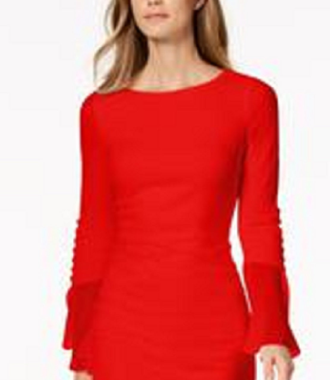 Vestido Calvin Klein Feminino Chiffon Manga Sino Vermelho Tamanho 10 Petite