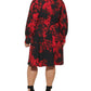 Vestido Calvin Klein Feminino Scuba Crepe Floral Manga Longa Gola V Vermelho Tamanho 18W