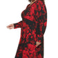 Vestido Calvin Klein Feminino Scuba Crepe Floral Manga Longa Gola V Vermelho Tamanho 18W