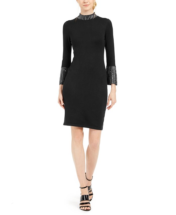 Vestido Calvin Klein Feminino com Acabamento Brilhante Preto Tamanho Médio