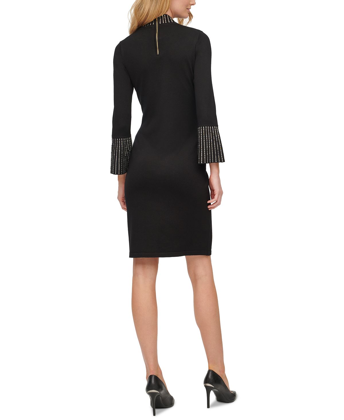 Vestido Calvin Klein Feminino com Acabamento Brilhante Preto Tamanho Médio