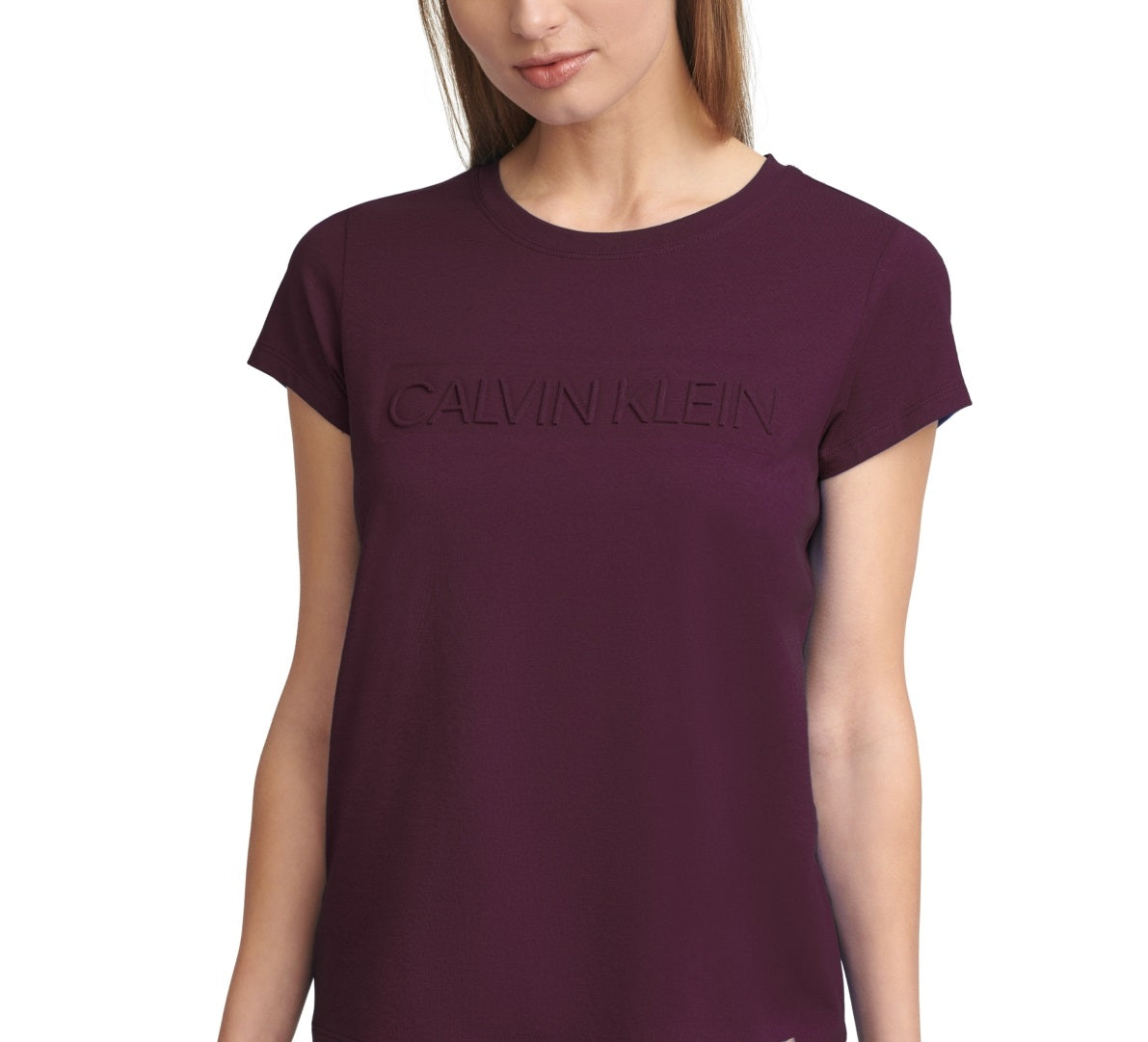 Camiseta Calvin Klein Feminina Manga Curta com Logotipo Roxa