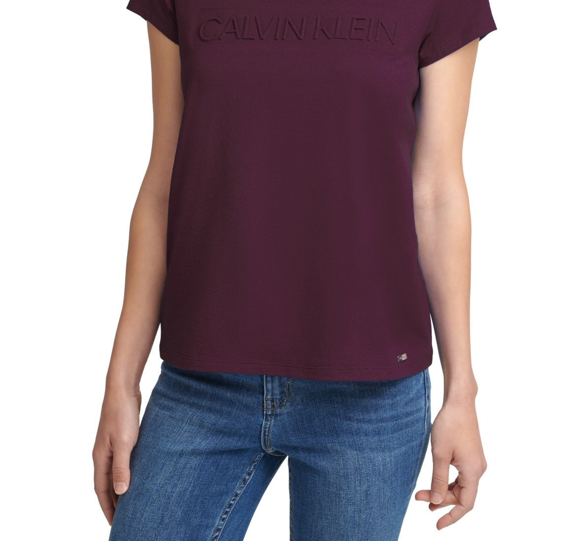 Camiseta Calvin Klein Feminina Manga Curta com Logotipo Roxa