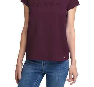 Camiseta Calvin Klein Feminina Manga Curta com Logotipo Roxa