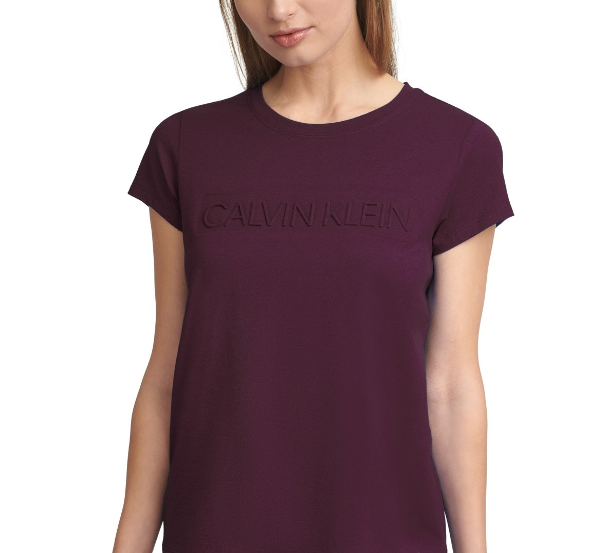 Camiseta Calvin Klein Feminina Manga Curta com Logotipo Roxa
