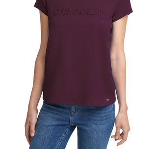 Camiseta Calvin Klein Feminina Manga Curta com Logotipo Roxa