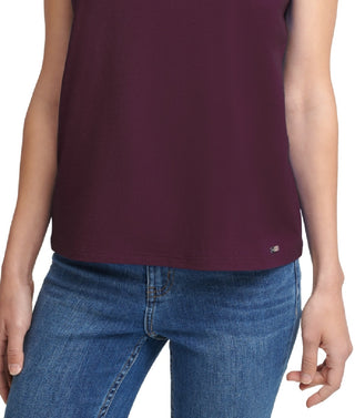 Camiseta Calvin Klein Feminina Manga Curta com Logotipo Roxa Tamanho XS