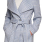Calvin Klein Casaco Feminino Assimétrico com Cinto Azul Tamanho M