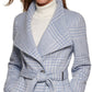 Calvin Klein Casaco Feminino Assimétrico com Cinto Azul Tamanho M