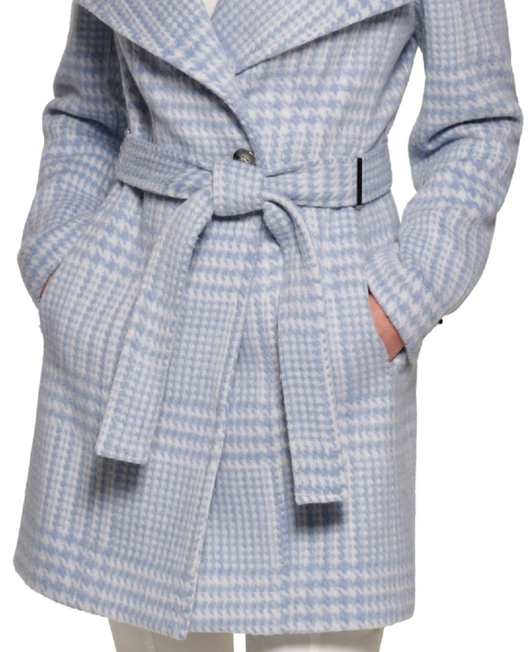 Calvin Klein Casaco Feminino Assimétrico com Cinto Azul Tamanho M