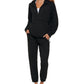Calvin Klein Moletom Feminino com Capuz e Zíper 1/2 Tingido na Cor Preto Tamanho X-G